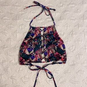 Multi-Colored Cut-Out PINK swim top